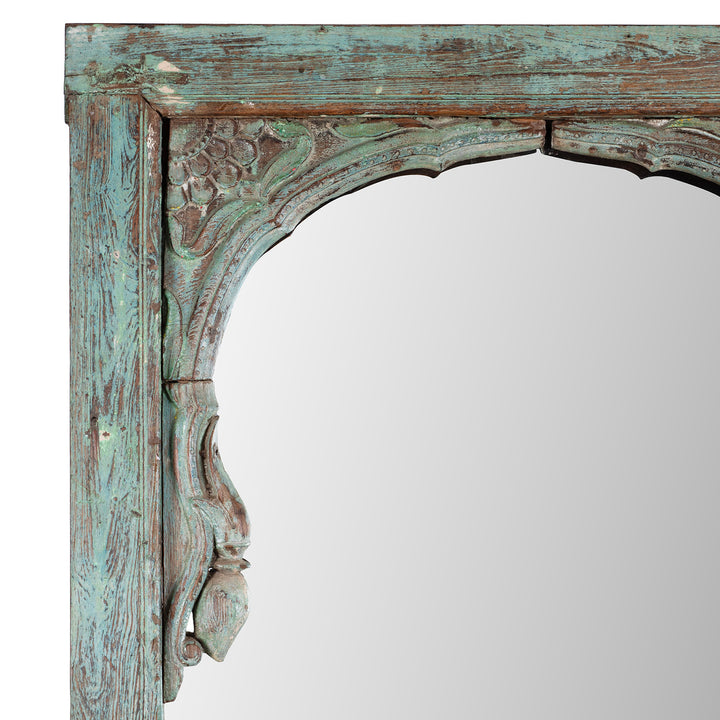 Corner Detail From Indian Mirror Made From An Old Teak Window | Indigo Antiques