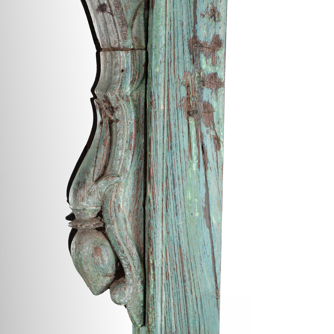 Carving Detail From Indian Mirror Made From An Old Teak Window | Indigo Antiques