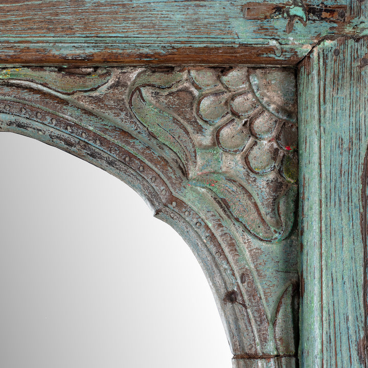 Carving Detail From Indian Mirror Made From An Old Teak Window | Indigo Antiques