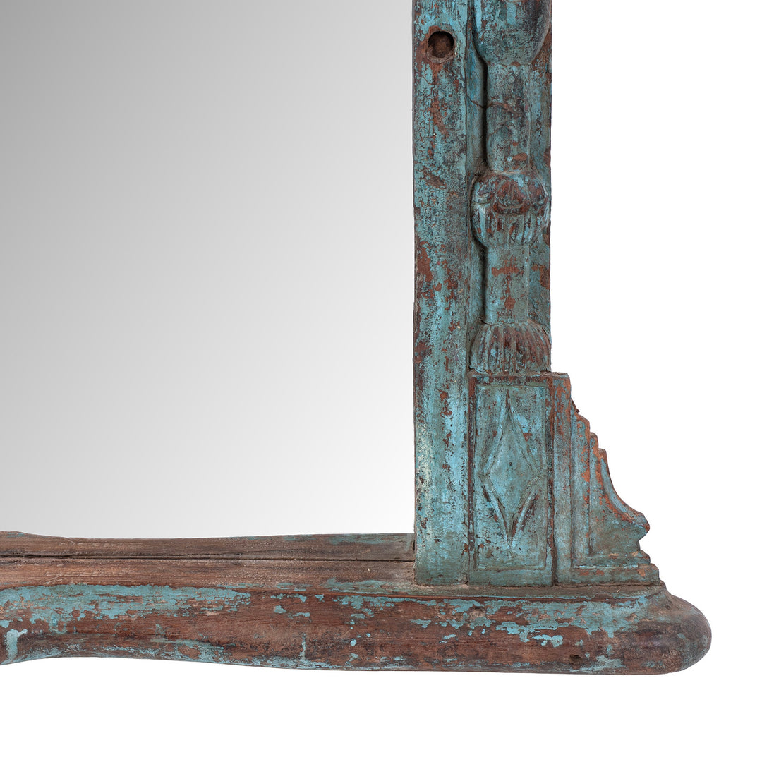 Painted Mirror Made From An Old Teak Window - 19th Century