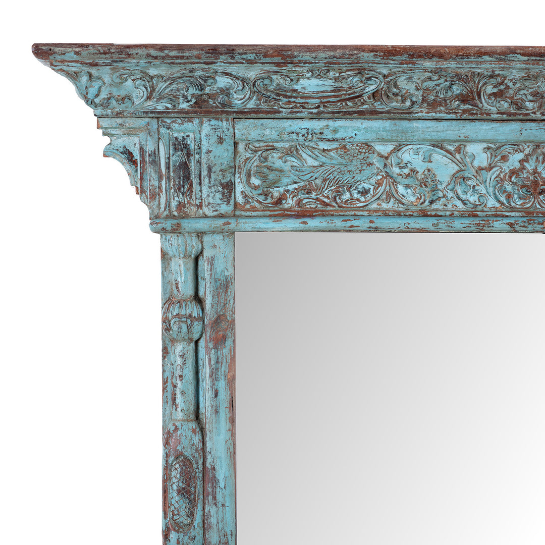 Painted Mirror Made From An Old Teak Window - 19th Century