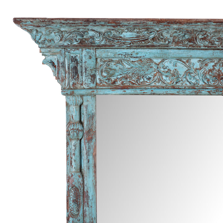 Painted Mirror Made From An Old Teak Window - 19th Century