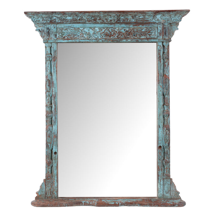 Painted Mirror Made From An Old Teak Window - 19th Century