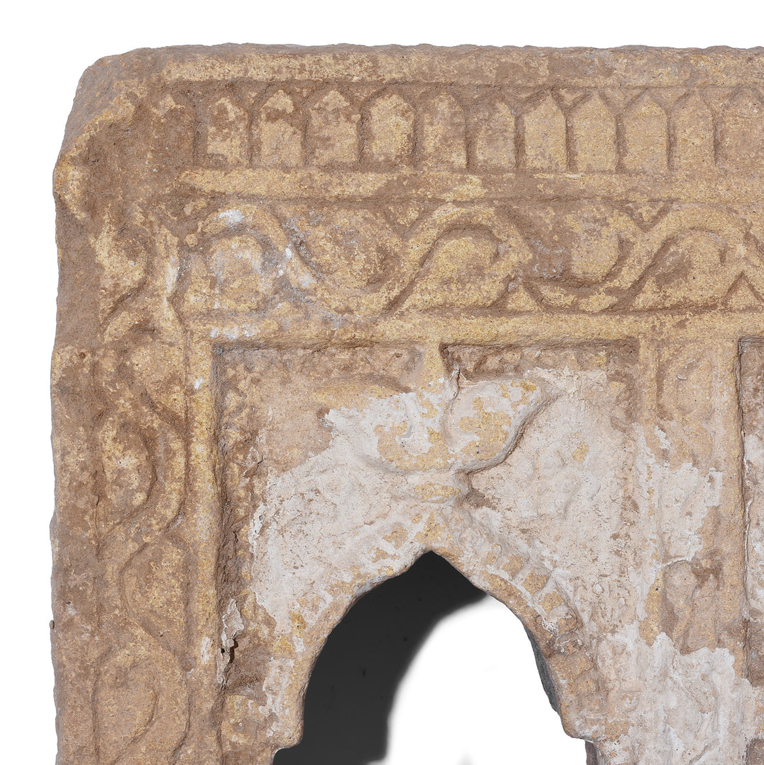 Corner Detail From Antique Indian Stone Lamp Niche From Jaisalmer | Indigo Antiques