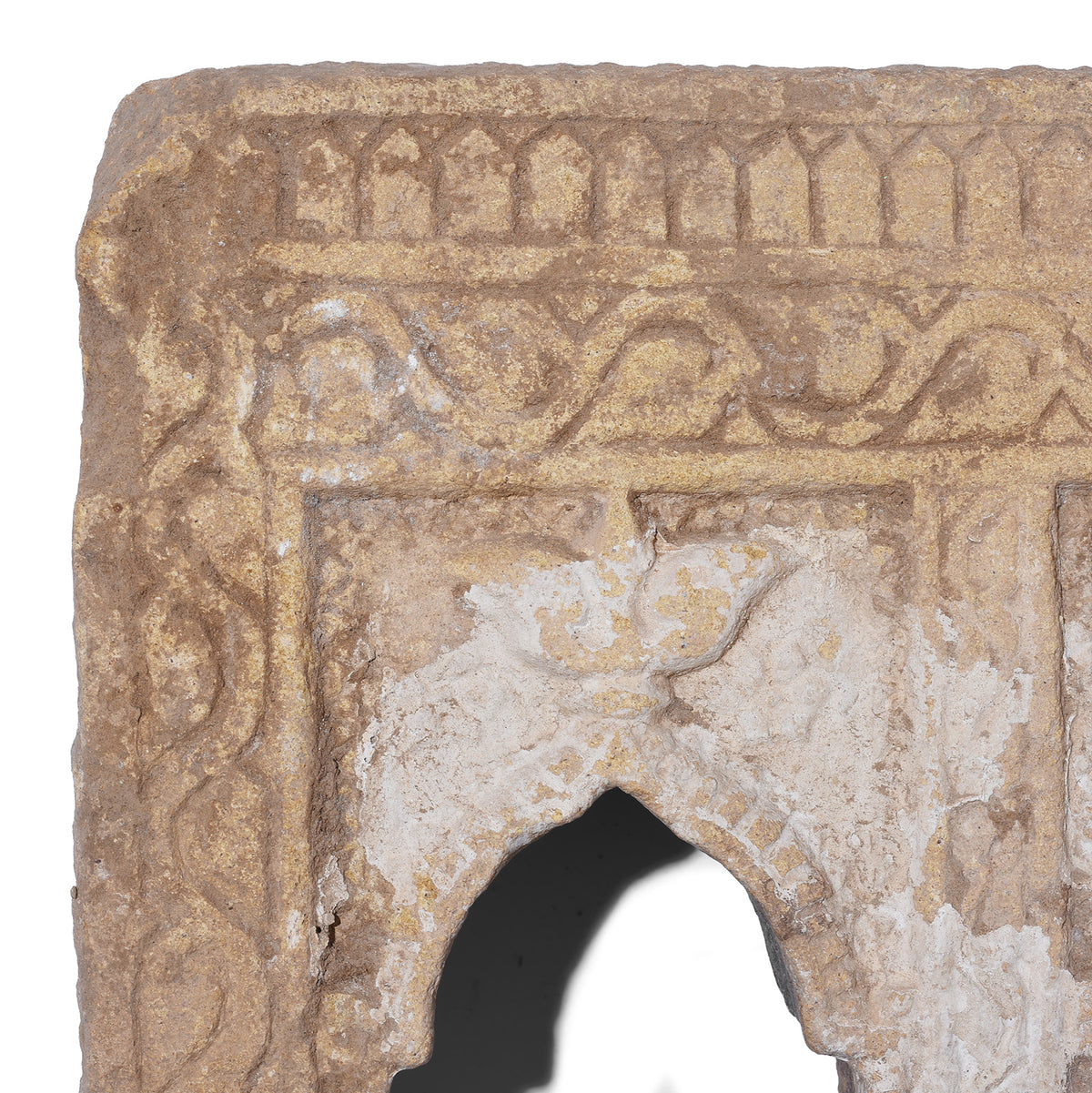 Corner Detail From Antique Indian Stone Lamp Niche From Jaisalmer | Indigo Antiques