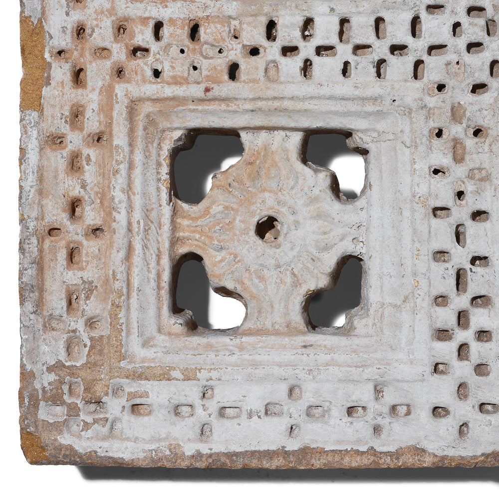 Carving Detail From Antique Indian Painted Stone Panel | Indigo Antiques