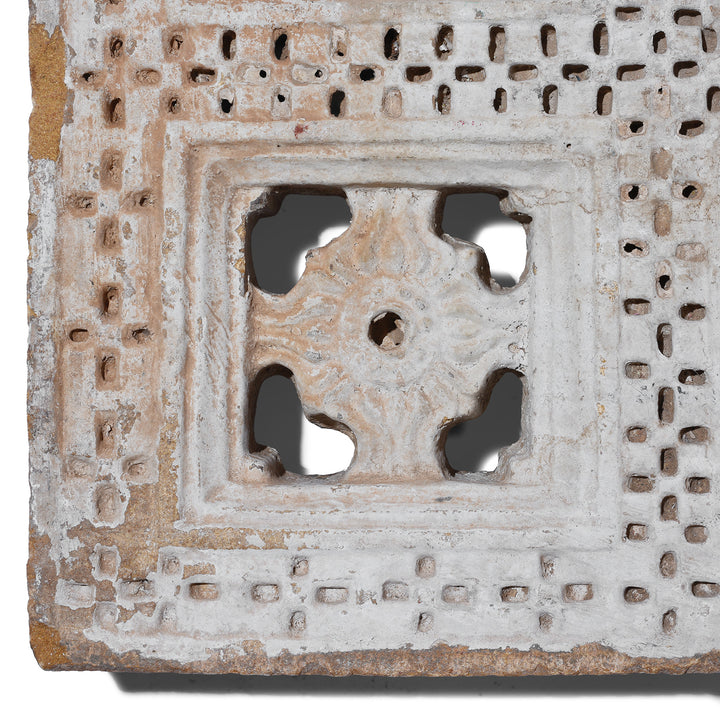 Carving Detail From Antique Indian Painted Stone Panel | Indigo Antiques
