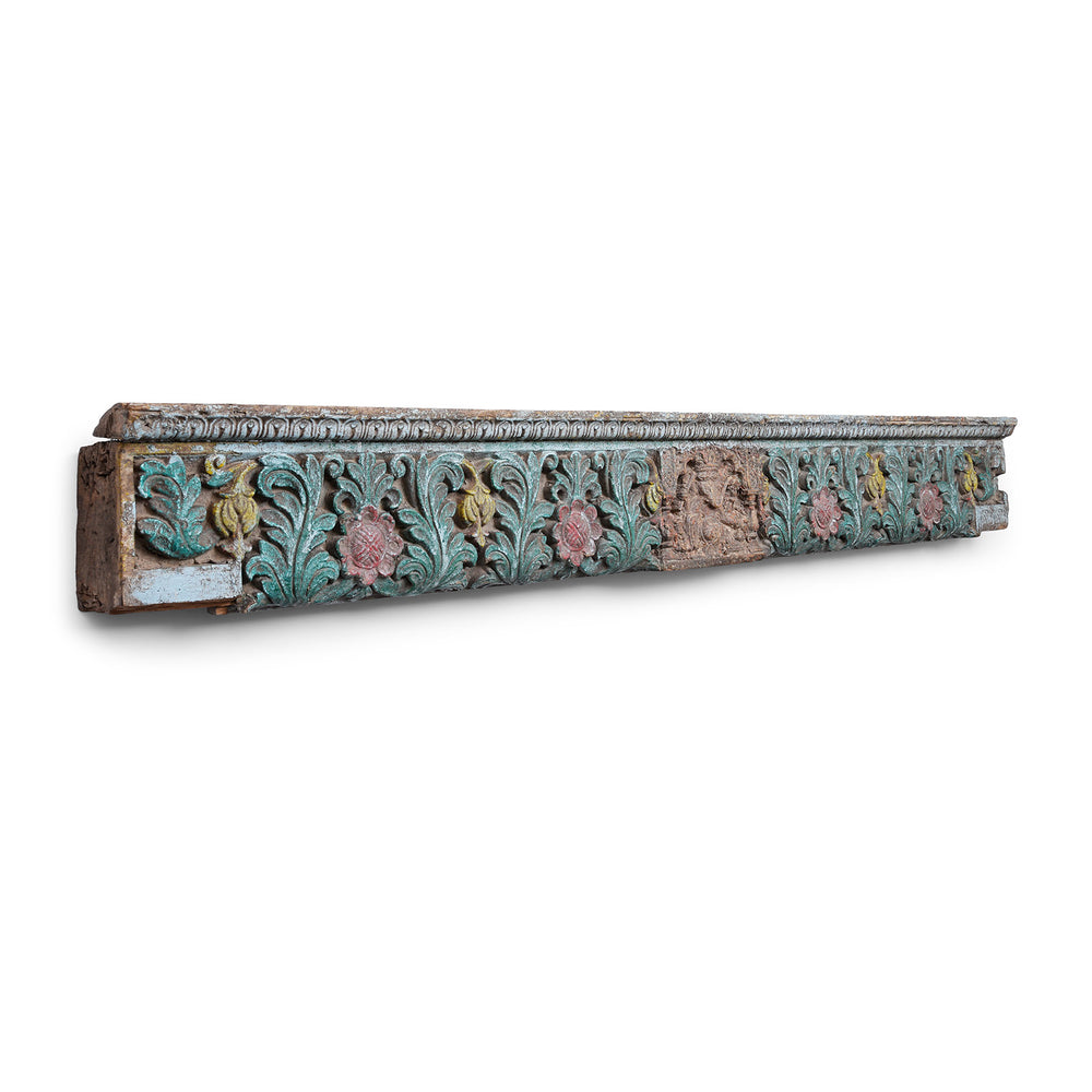 Angled View Of Antique Indian Carved Panel Of Ganesh | Indigo Antiques
