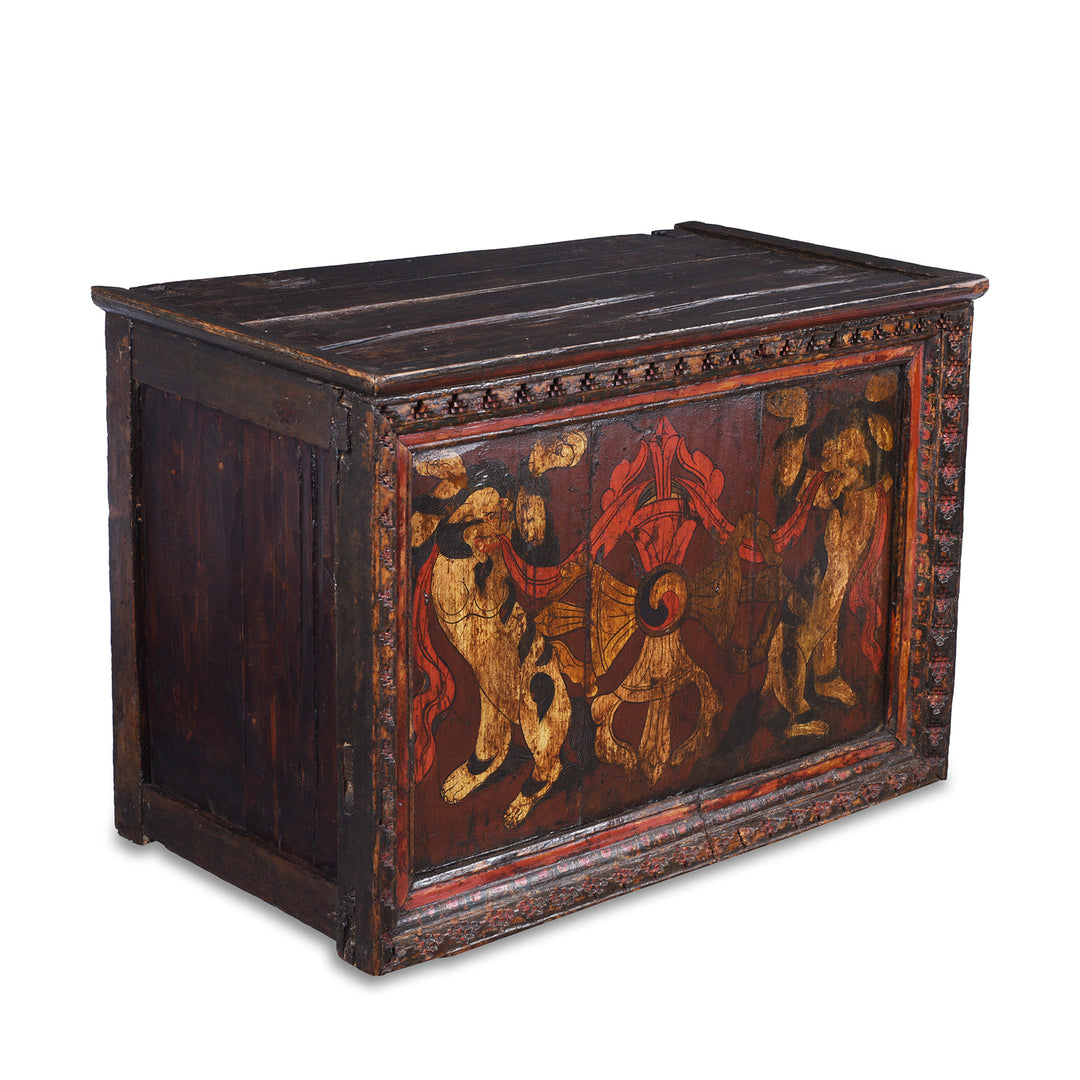 Angled VIew Of Antique Tibetan Painted Side Table | Indigo Antiques