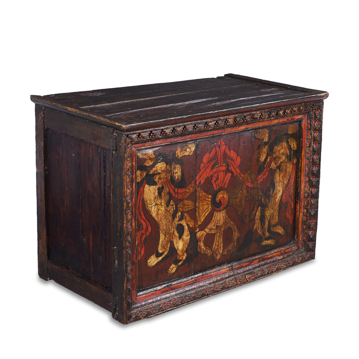 Angled VIew Of Antique Tibetan Painted Side Table | Indigo Antiques