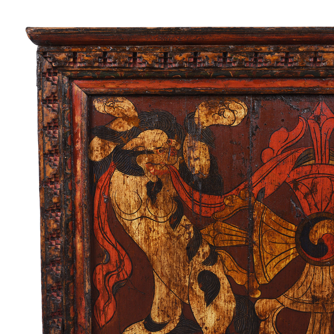 Corner Detail From Antique Tibetan Painted Side Table | Indigo Antiques