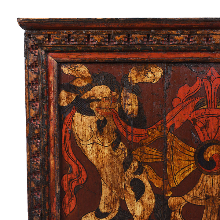 Corner Detail From Antique Tibetan Painted Side Table | Indigo Antiques