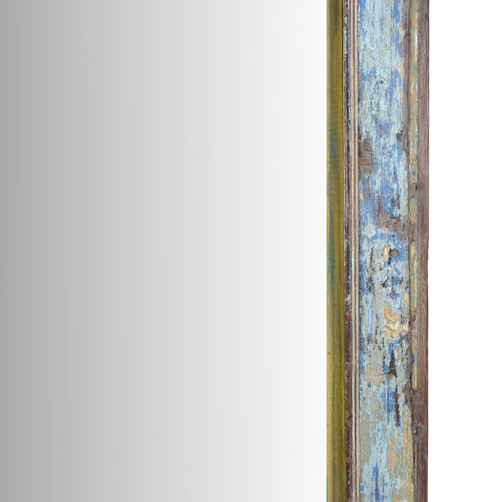 Frame Detail From Antique Indian Painted Teak Arched Door Mirror | Indigo 