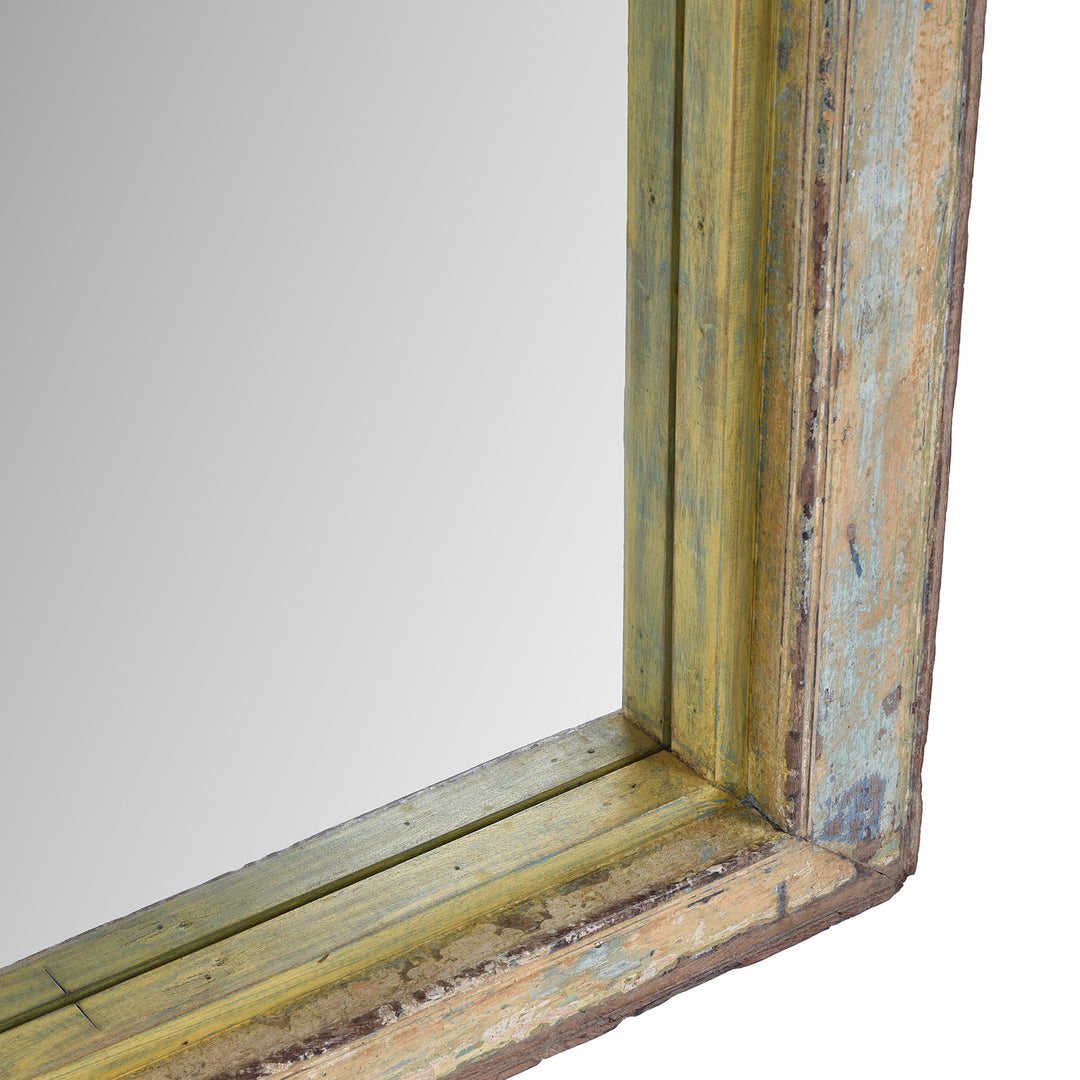 Frame Depth Detail From Antique Indian Painted Teak Arched Door Mirror | Indigo 