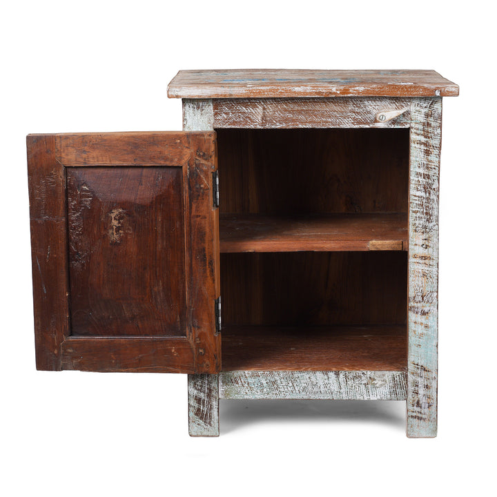 Interior Of Left Opening Bedside Cabinet Made From Reclaimed Carved Teak | Indigo Antiques
