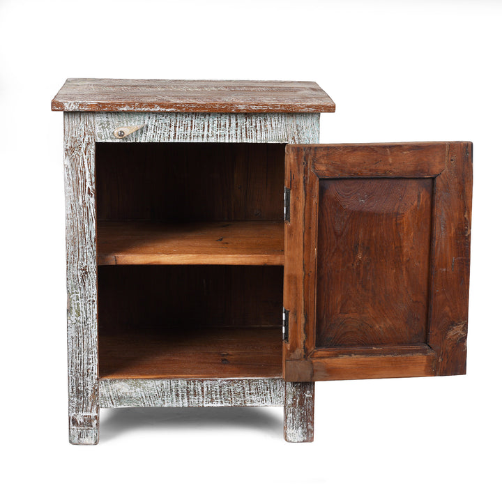 Interior Of Right Opening Bedside Cabinet Made From Reclaimed Carved Teak | Indigo Antiques