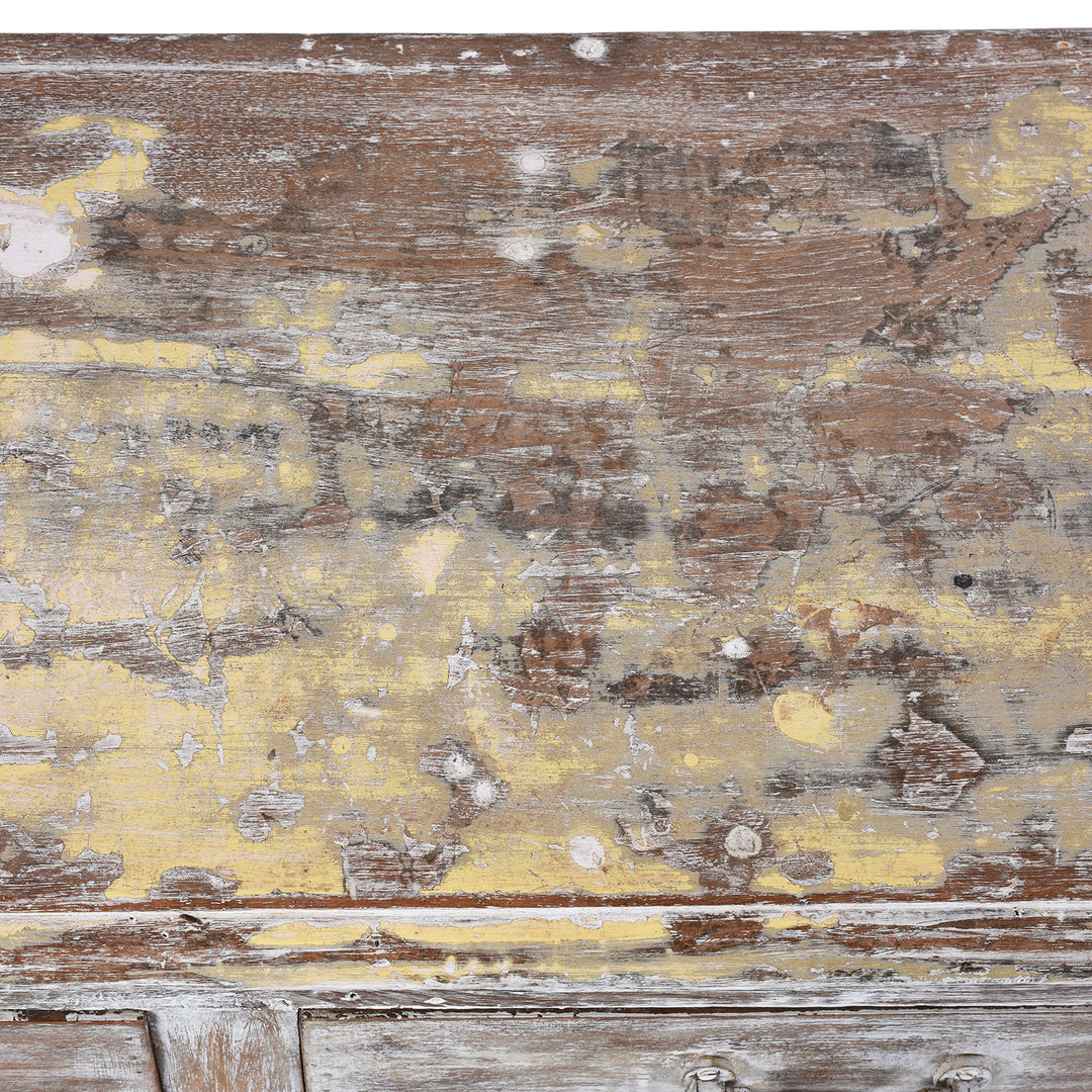 Surface Detail From Reclaimed Teak Side Cabinet With Painted Finish | Indigo Antiques