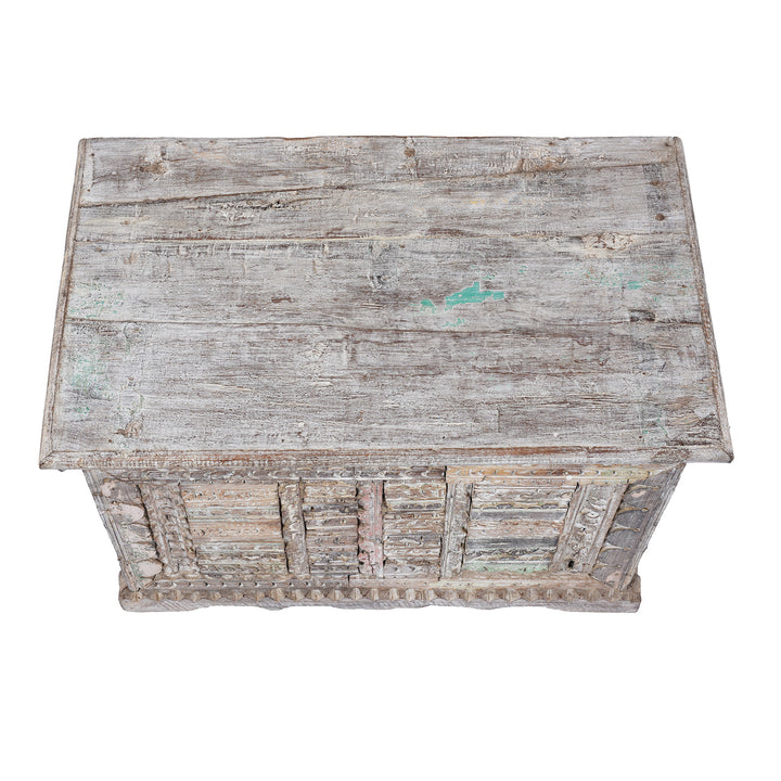 Top Down VIew Of Indian Blanket Chest Made From Reclaimed Teak | Indigo Antiques