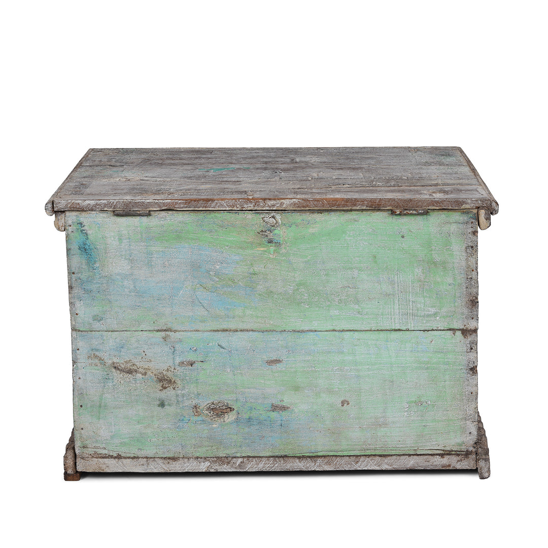 Back Of Indian Blanket Chest Made From Reclaimed Teak | Indigo Antiques