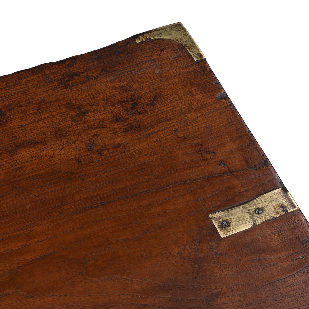Detail From Top Of Antique Indian Brass Bound Teak Chest | Indigo Antiques