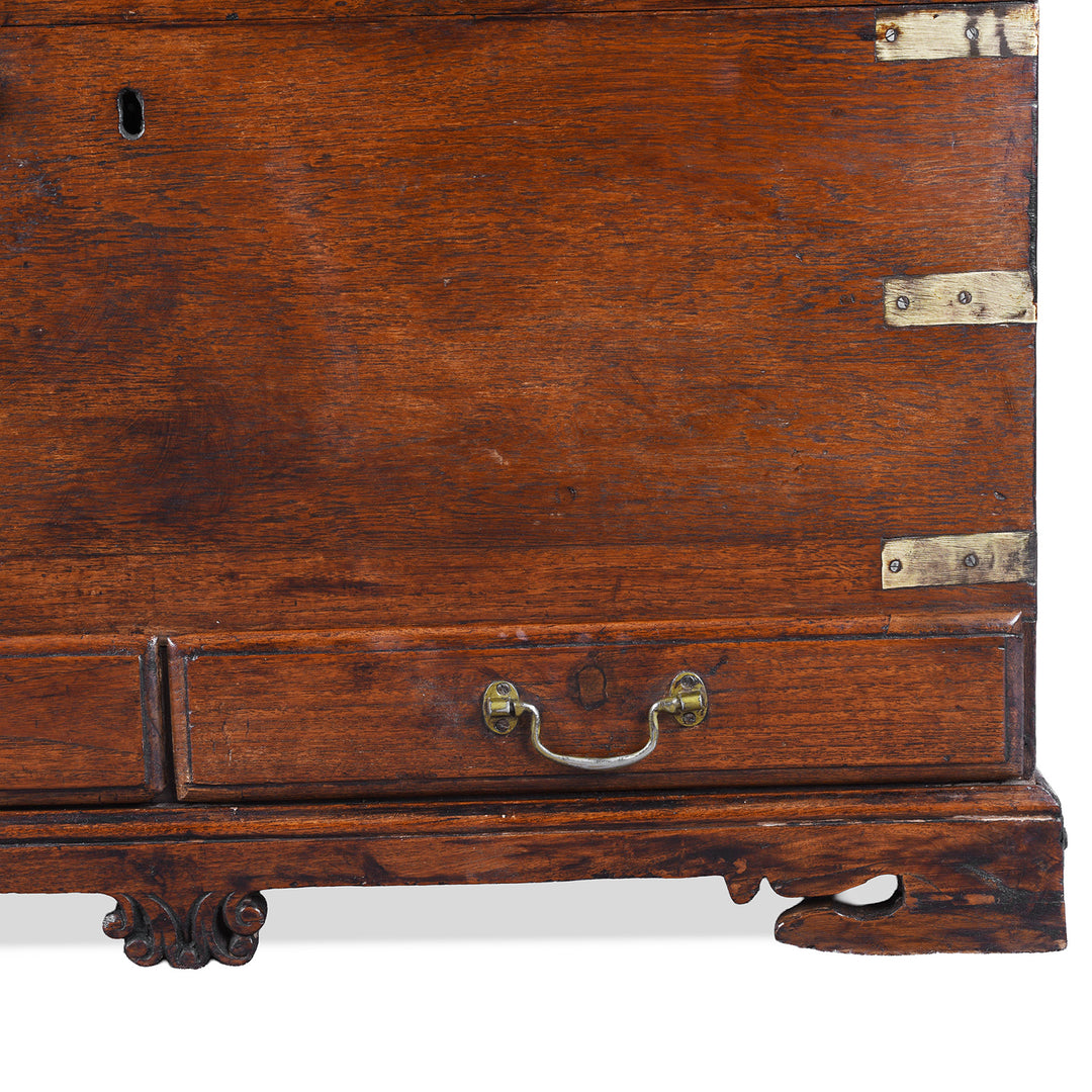 Drawer Detail From Antique Indian Brass Bound Teak Chest | Indigo Antiques