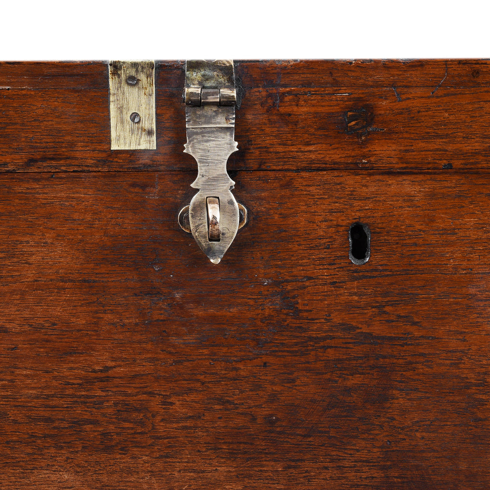 Locking Latch Detail From Antique Indian Brass Bound Teak Chest | Indigo Antiques