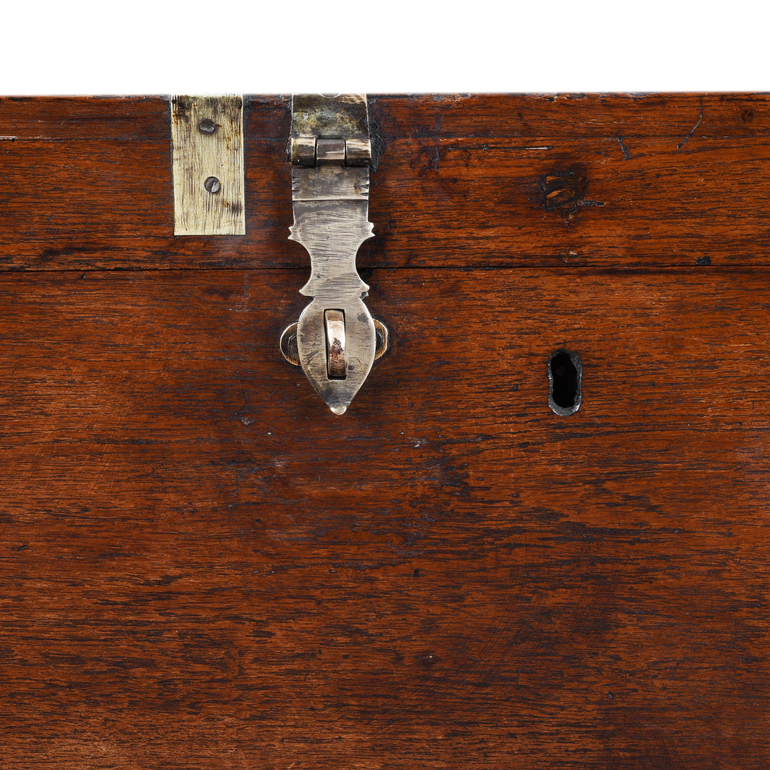 Locking Latch Detail From Antique Indian Brass Bound Teak Chest | Indigo Antiques