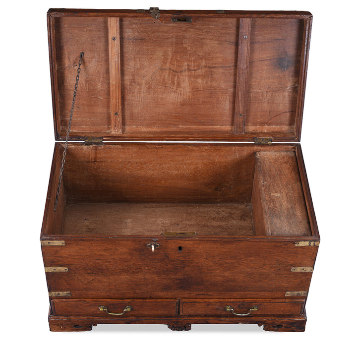Interior Of Antique Indian Brass Bound Teak Chest | Indigo Antiques