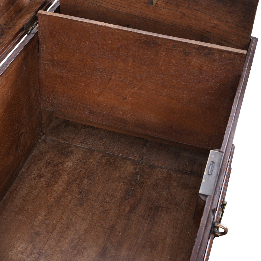 Compartment Sliding Wall Detail From Antique Indian Brass Bound Teak Chest | Indigo Antiques