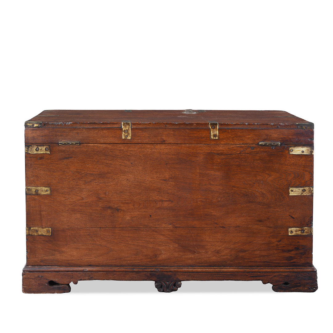 Back Of Antique Indian Brass Bound Teak Chest | Indigo Antiques