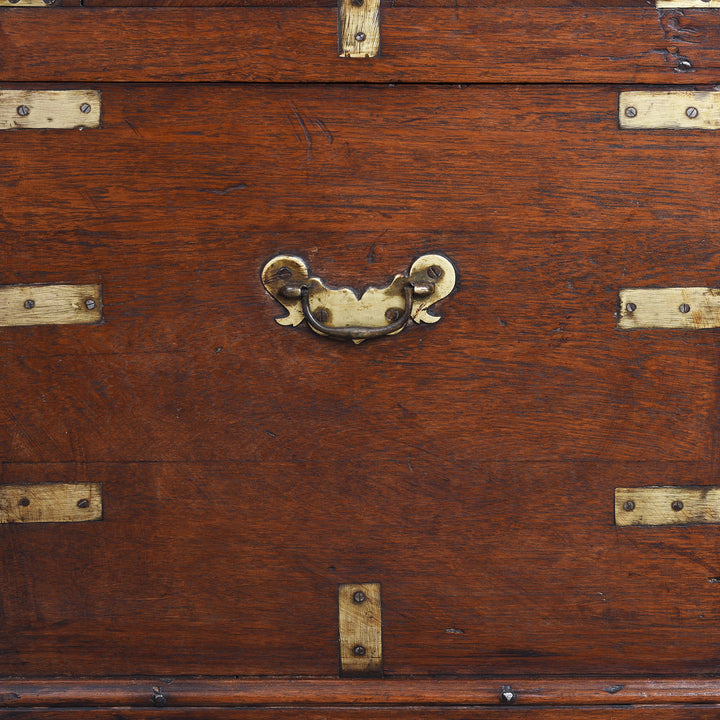 Handle Detail From Antique Indian Brass Bound Teak Chest | Indigo Antiques