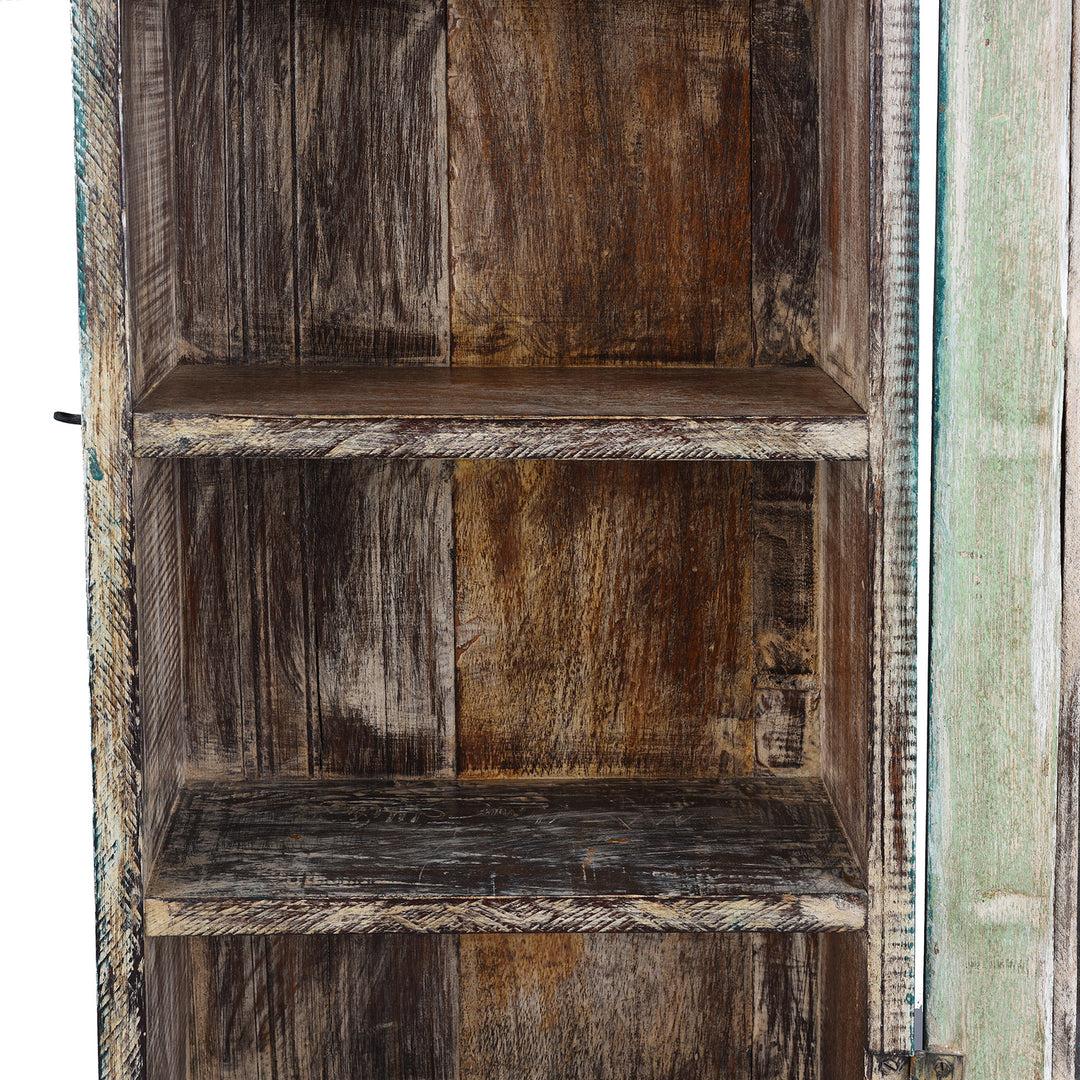 Interior Detail From Painted Teak Glazed Tall Wall Cabinet  | Indigo Antiques