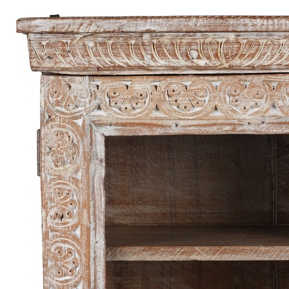 Corner Detail From Reclaimed Indian Carved Wall Cabinet | Indigo Antiques
