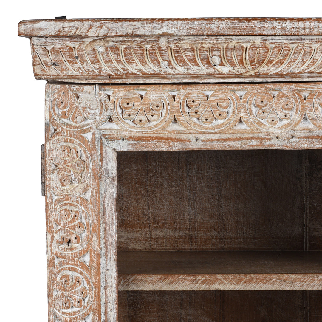 Corner Detail From Reclaimed Indian Carved Wall Cabinet | Indigo Antiques