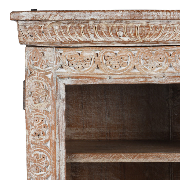 Corner Detail From Reclaimed Indian Carved Wall Cabinet | Indigo Antiques