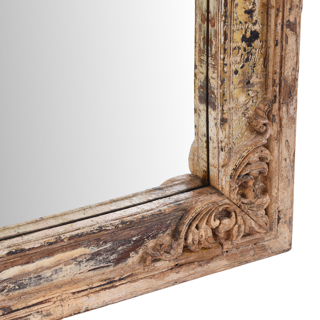 Depth Detail From Antique Indian Cream Painted Mirror | Indigo Antiques