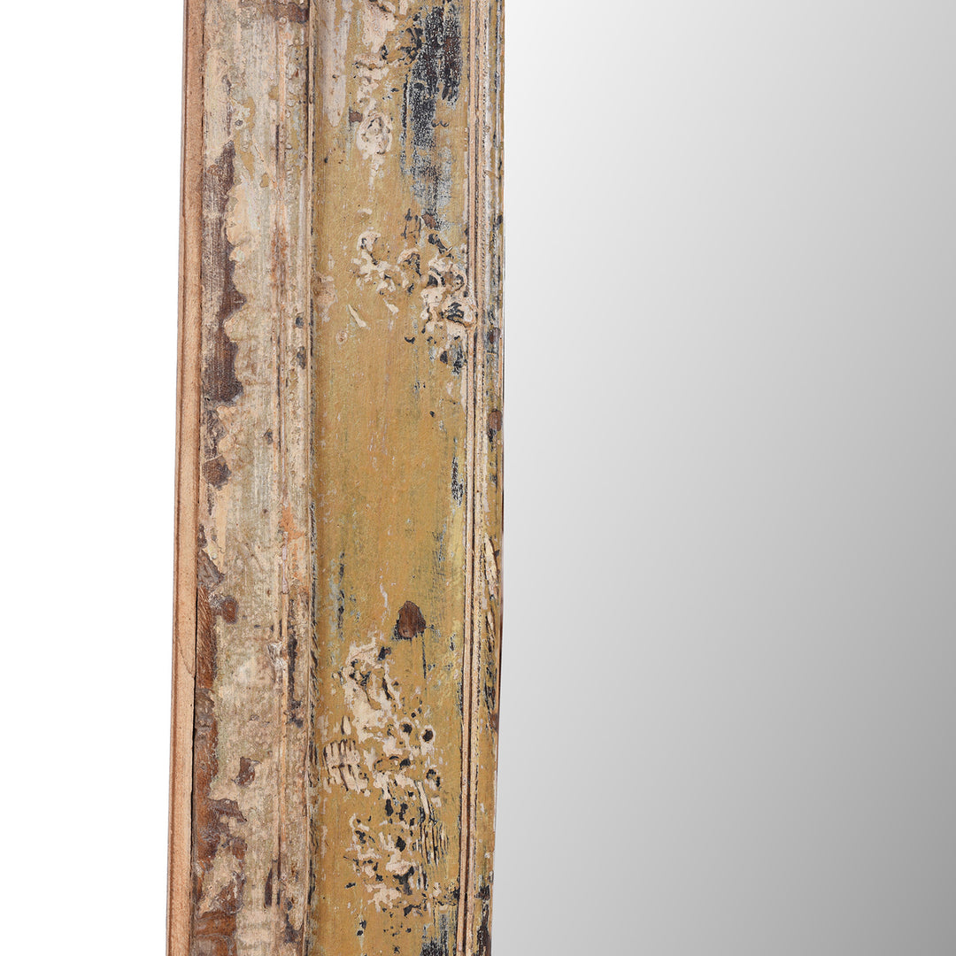 Frame Detail From Antique Indian Cream Painted Mirror | Indigo Antiques