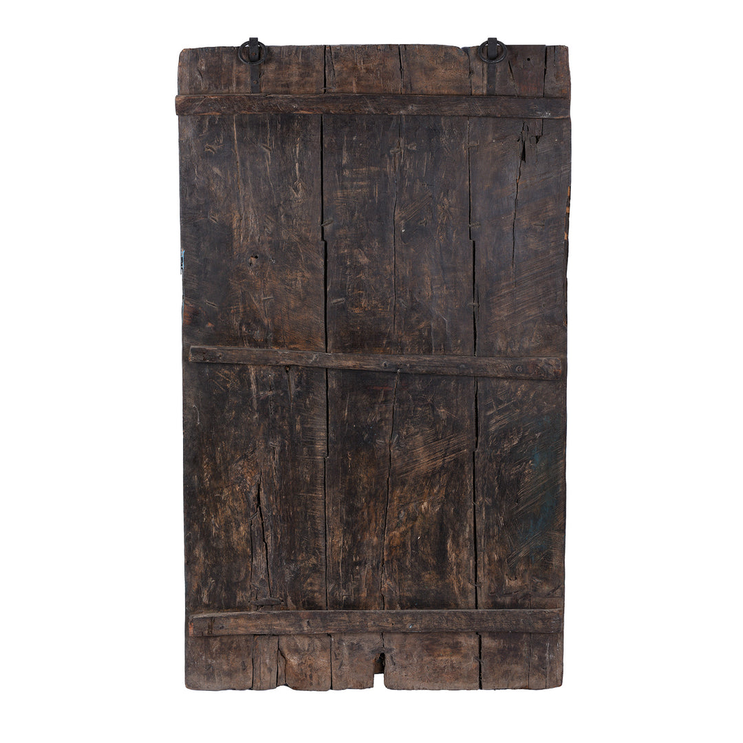 Back Of  Antique Indian Blue Painted Tribal Door | Indigo Antiques