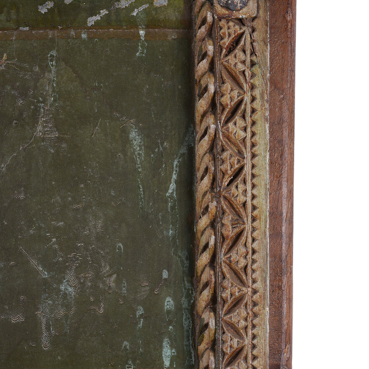 Carving Detail From Antique Indian Painted Bikaner Door | Indigo Antiques