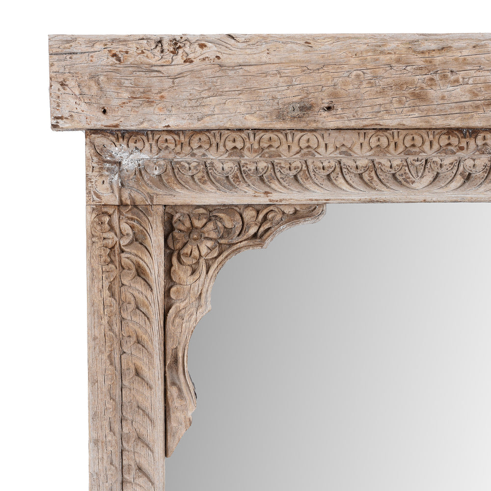 Corner Detail From Antique Indian Bleached Mughal Mirror | Indigo Antiques