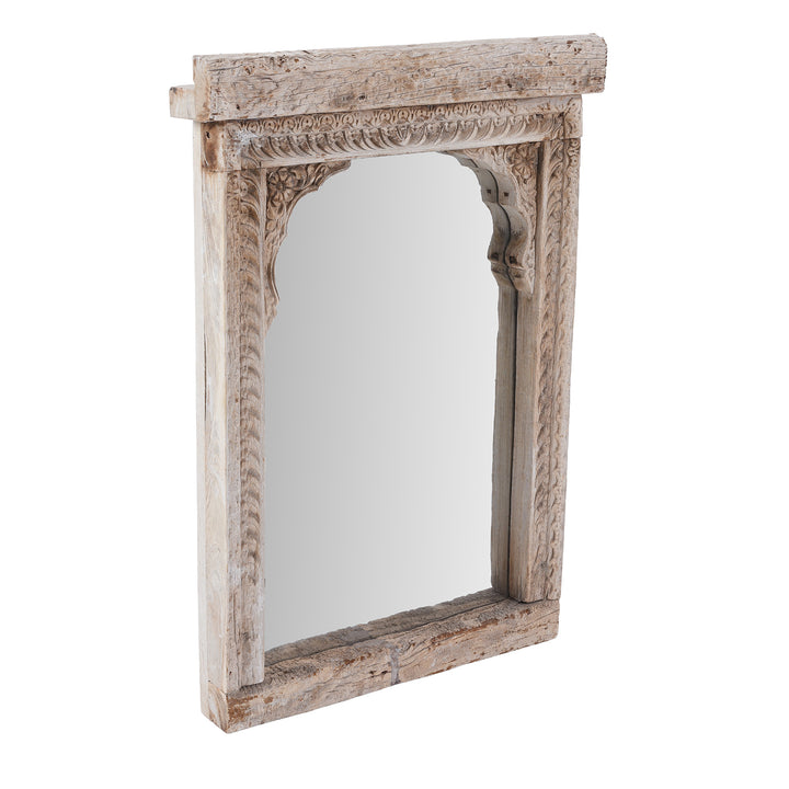 Angled View Of Antique Indian Bleached Mughal Mirror | Indigo Antiques