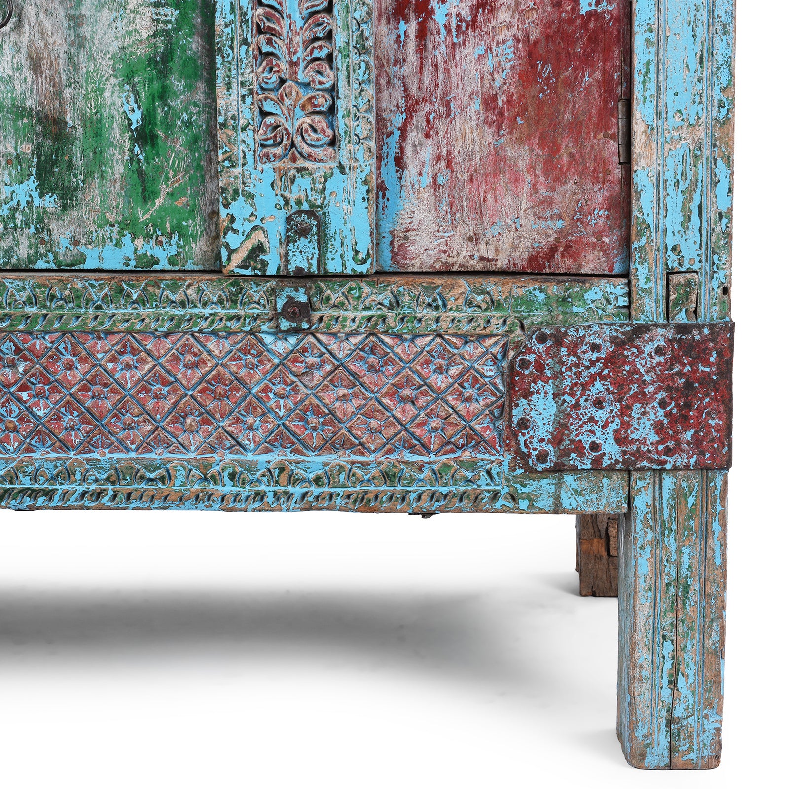 Leg Detail From Antique Indian Carved Manjus Dowry Chest | Indigo Antiques