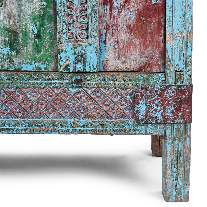 Leg Detail From Antique Indian Carved Manjus Dowry Chest | Indigo Antiques