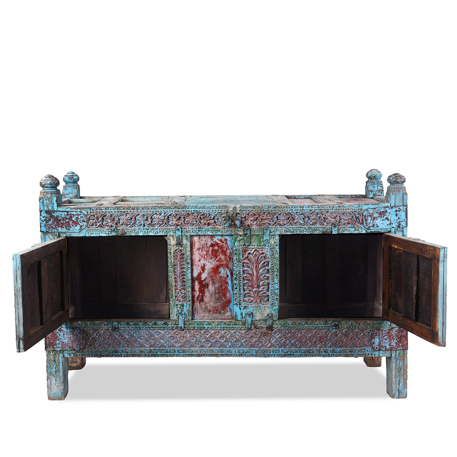 Interior Of Antique Indian Carved Manjus Dowry Chest | Indigo Antiques