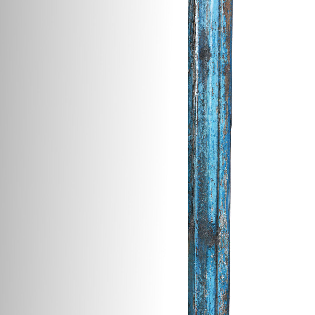 Detail From Blue Painted Mirror Made From An Old Teak Window | Indigo Antiques