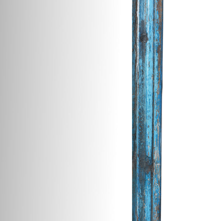 Detail From Blue Painted Mirror Made From An Old Teak Window | Indigo Antiques