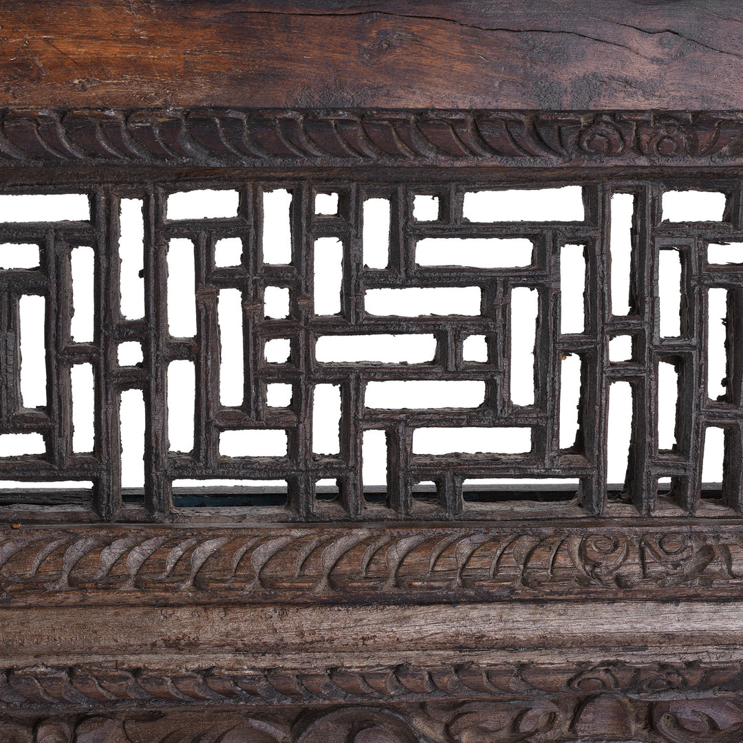 Jali Detail From Old Teak Window Mirror From Madyha Pradesh | Indigo Antiques