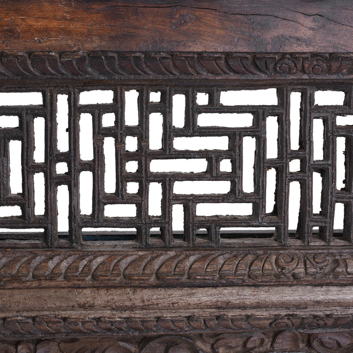 Jali Detail From Old Teak Window Mirror From Madyha Pradesh | Indigo Antiques