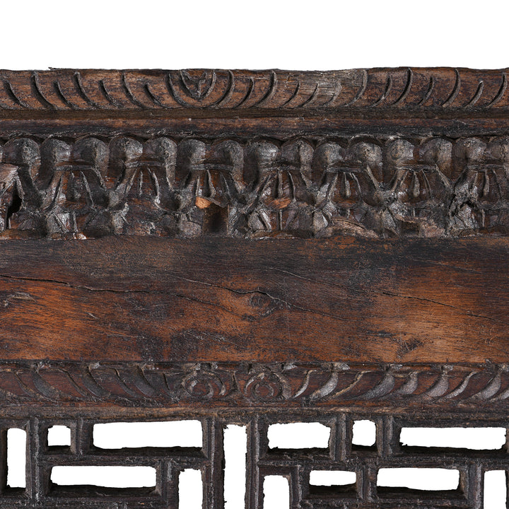 Carving Detail From Old Teak Window Mirror From Madyha Pradesh | Indigo Antiques