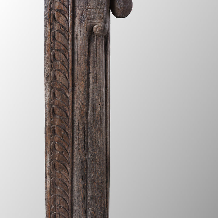 Frame Detail From Old Teak Window Mirror From Madyha Pradesh | Indigo Antiques